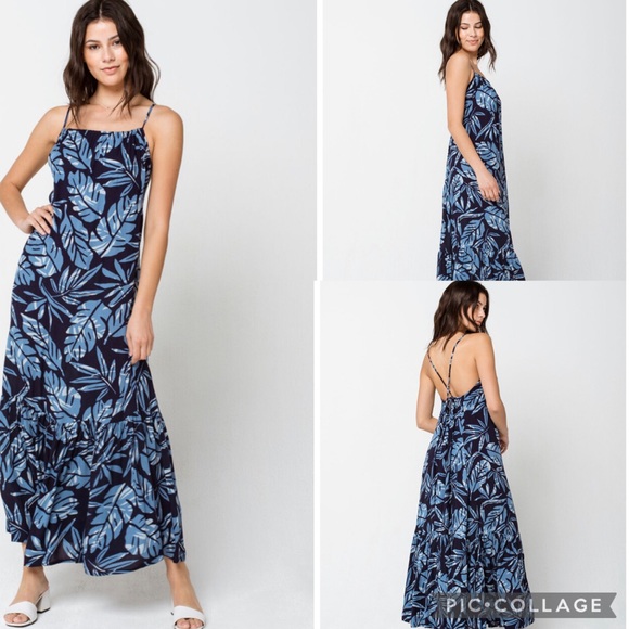 Tilly's Dresses & Skirts - Sisstrevolution Blue Tropical Hideaway Tank Maxi Dress NWT
